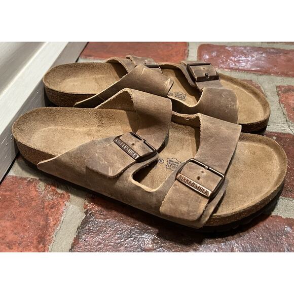 Birkenstock Arizona Tobacco Brown Oiled Leather Soft Footbed Regular Size 41 - Picture 4 of 10